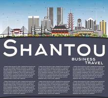 Shantou China City Skyline with Gray Buildings, Blue Sky and Copy Space. vector