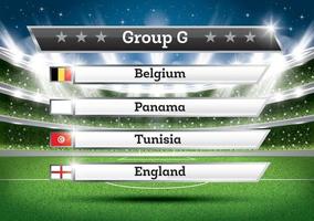 Football Championship Group G. Soccer World Tournament. Draw Result. vector