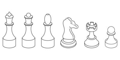 Outline chess piece set. Isolated on white background. vector