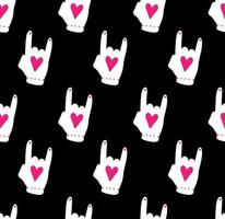 Rock on. Seamless pattern on the black background vector