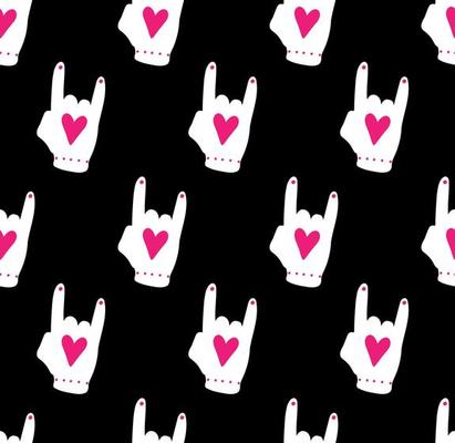 Rock on. Seamless pattern on the black background