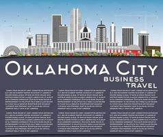 Oklahoma City Skyline with Gray Buildings, Blue Sky and Copy Space. vector