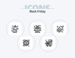 paquete de iconos de línea de viernes negro 5 diseño de iconos. venta. viernes. regalos. descuento. compras vector