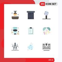 9 User Interface Flat Color Pack of modern Signs and Symbols of result notepad baby toy skin care cream Editable Vector Design Elements