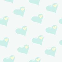 Seamless pattern with yellow hearts on a mint background in vector. Background for a design on the theme of love vector