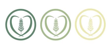 Set of eco-icons with a spike in a circle of three color options. Vector icon on a white background