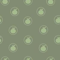 patrón impecable con íconos de manzana en un círculo sobre un fondo verde oscuro en un vector. para el diseño de productos de manzana vector