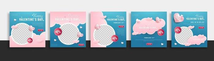 conjunto de banner web de plantilla de publicación de redes sociales de venta de día de san valentín para promociones de su producto. vector