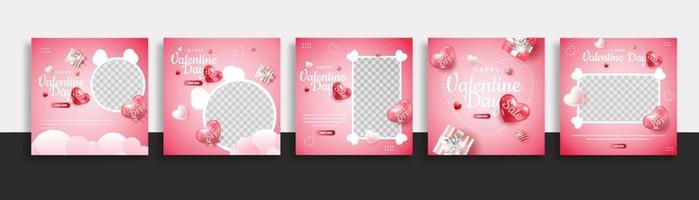 conjunto de banner web de plantilla de publicación de redes sociales de venta de día de san valentín para promociones de su producto. vector