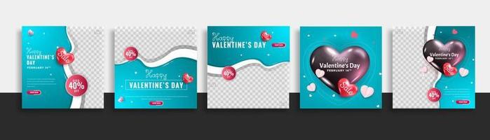 Valentain day social media post template vector