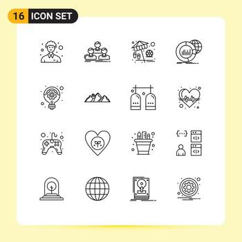 16 esquemas universales establecidos para aplicaciones web y móviles gráfico de equipo de datos infográficos reproducir elementos de diseño vectorial editables vector