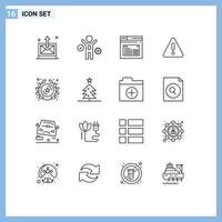 Universal Icon Symbols Group of 16 Modern Outlines of insignia sign page warning alert Editable Vector Design Elements