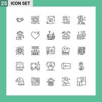 User Interface Pack of 25 Basic Lines of safety boots sprint energy development Editable Vector Design Elements