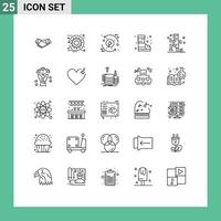 User Interface Pack of 25 Basic Lines of safety boots sprint energy development Editable Vector Design Elements