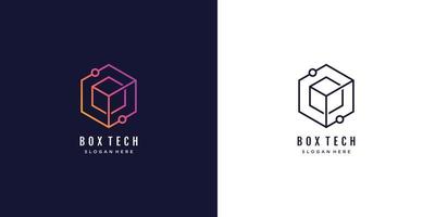 Box tech logo with creative lineart design icon vector icon illutrsation