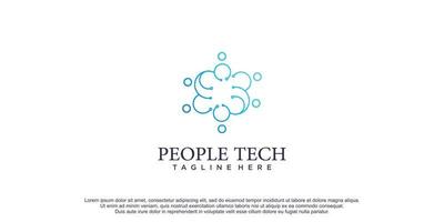 logotipo de tecnología en la nube con ilustración de vector de icono de diseño de concepto de personas