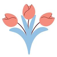 Bouquet of tulips. Hand drawn spring flowers vector