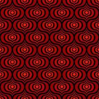 BLACK SEAMLESS ART DECO PATTERN WITH RED AND ABSTRACT SHAPES IN VECTOR