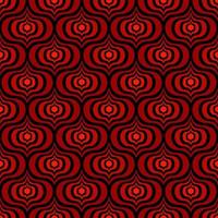 BLACK SEAMLESS ART DECO PATTERN WITH RED AND ABSTRACT SHAPES IN VECTOR