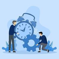 Concept of Efficiency or productivity, improve performance with effective processes, employers combine timers and gears for best efficiency, manage resources and time to optimize best work results. vector