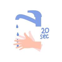 Hand washing, hand-drawn illustration. Vector icon in a modern style.