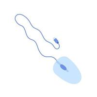 Computer mouse with wire, isolated on white. Simple vector illustration in a modern flat style.