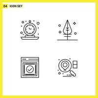 Modern Set of 4 Filledline Flat Colors and symbols such as alarm ready retro thanks web Editable Vector Design Elements