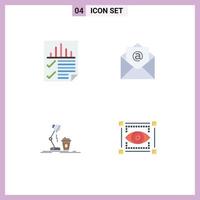 Universal Icon Symbols Group of 4 Modern Flat Icons of data design report mail lamp Editable Vector Design Elements