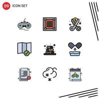 Set of 9 Modern UI Icons Symbols Signs for spa location grid check in reduction Editable Vector Design Elements