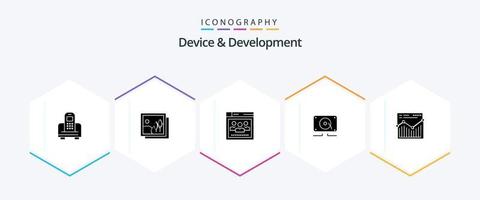 Device And Development 25 Glyph icon pack including web. loud. browser. speaker. music vector