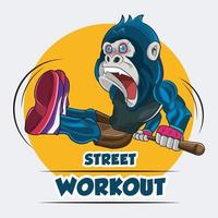 Gorilla workout with street workout vector illustration pro download