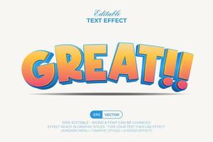 Great 3d text effect style yellow and blue color. Editable text effect curved style. vector