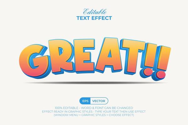 Great 3d text effect style yellow and blue color. Editable text effect curved style.