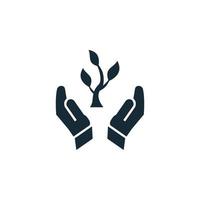 Leaf and Hand, Growth Plant Icon Design Template Elements vector