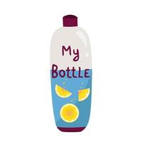 mi botella, agua detox con limón. ilustración para fondos, portadas y empaques. la imagen se puede utilizar para tarjetas de felicitación, carteles, pegatinas y textiles. aislado sobre fondo blanco. vector