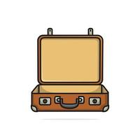 maleta vintage abierta para ilustración de vector de viaje