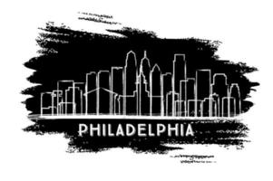 Philadelphia City Skyline Silhouette. Hand Drawn Sketch. vector