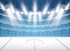 Ice Hockey Stadium with Spotlights. vector