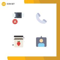 Universal Icon Symbols Group of 4 Modern Flat Icons of belt strawberry safety telephone contac Editable Vector Design Elements