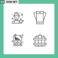 Set of 4 Modern UI Icons Symbols Signs for avatar tilt kitchen mobile web design Editable Vector Design Elements