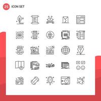 Modern Set of 25 Lines Pictograph of communication message celebrate mail email Editable Vector Design Elements