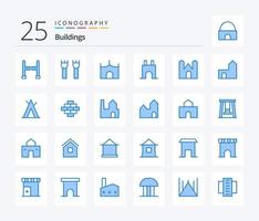 Buildings 25 Blue Color icon pack including industry. factory chimney. camp. factory. building vector