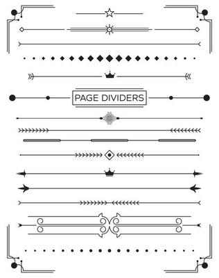 Set of Retro Decorative Page Dividers and Design Elements.