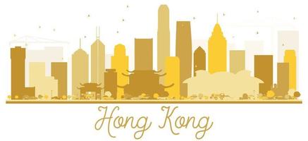 Hong Kong City skyline golden silhouette. vector