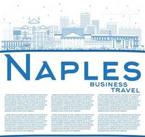 Outline Naples Italy City Skyline with Blue Buildings and Copy Space. vector