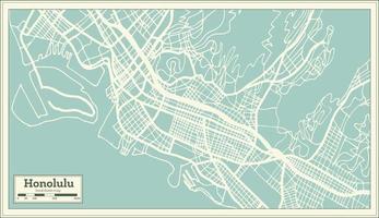 Honolulu USA City Map in Retro Style. Outline Map. vector