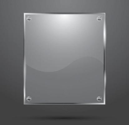 Glass Plate Isolated On Dark Background.