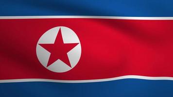 North Korea Waving Flag Background Animation. Looping seamless 3D animation. Motion Graphic video