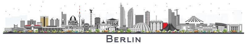 horizonte de la ciudad de berlín alemania con edificios grises aislados en blanco. vector