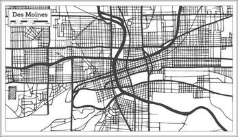 Des Moines USA City Map in Retro Style. Outline Map. vector